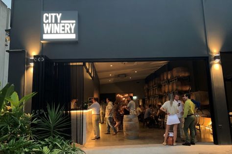 City Winery in Fortitude Valley is a working micro-winery, wine bar and restaurant offering a unique inner-city experience Australian Restaurant, Smoked Tomatoes, Honey Ice Cream, City Winery, Barrel Room, Fortitude Valley, Winery Tours, Bar And Restaurant, Pineapple Upside Down Cake