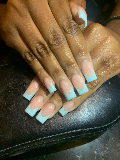 black girl nails french tip blue green glow in dark French Tip Nails Teal, Dark Blue Nails French Tip, Nails French Tip Blue, Teal Nails Acrylic, Teal French Tips, Turquoise French Tip Nails, Teal French Tip Nails, Dark Blue French Tip Nails, Light Blue French Tip Nails