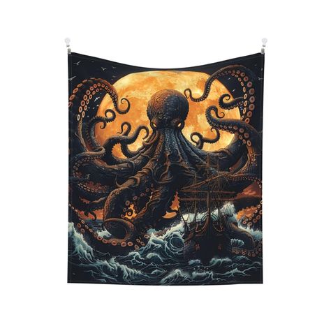 PRICES MAY VARY. Material：100%Polyester, High Quality, Durable And Soft. Size: Measures 51x60 Inches (130x152 Cm). Versatile Decor: Great For Wall Hangings, Dorm Decorations, Beach Throws, Picnic Blankets, Porch Hangings, Table Cloths, Bed Spreads, Sofa Covers Or A Perfect Gift For Any Occasion. Easy Installation: Lightweight And Durable Fabric Allows For Simple Hanging With Tacks, Nails, Or Rods. Maintenance: Machine Washable In Cold Water, Low Tumble Dry. Elevate Your Living Space With Our Exq Pirate Room, Pirate Ship, Kraken, Sofa Covers, Tapestry Wall Hanging, Dorm Decorations, Cold Water, Bed Spreads, Living Room Bedroom