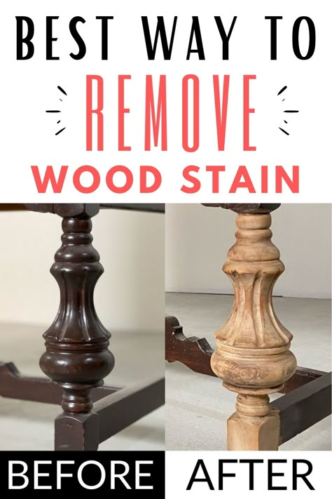 before and after removing wood stain from furniture legs Furniture Stain Remover, Using Citristrip, Removing Stain From Wood Furniture, Citristrip Tips Furniture, Removing Stain From Wood, Cottage Style Dining Room, Best Wood Stain, Paint Magic, Wood Refinishing