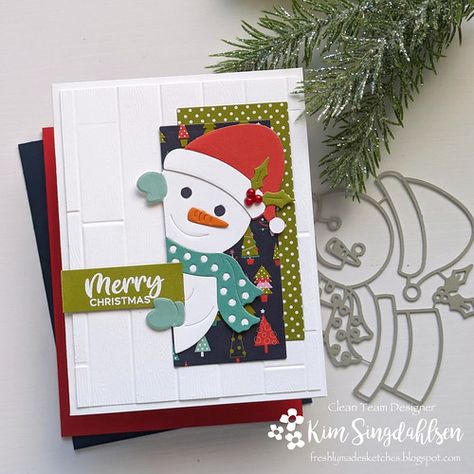 Peeking Snowman, Hero Arts Cards, Snowman Christmas Cards, Greeting Card Inspiration, Simple Christmas Cards, Santa Crafts, Card Inspo, Snowman Cards, Snowflake Cards