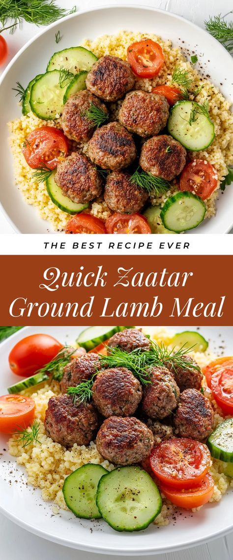 Image for Quick Zaatar Ground Lamb Meal Lamb And Couscous Recipes, How To Cook Ground Lamb, Lamb Ground Recipes, Ground Lamb Dishes, Recipes Using Ground Lamb, Middle Eastern Ground Lamb Recipes, Lamb Patties Recipes, Ground Lamb Recipes For Dinner Easy, Lamb Ground Meat Recipes