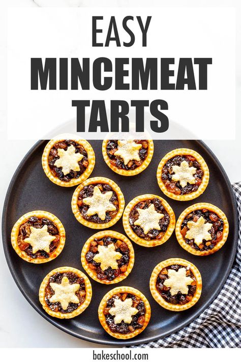 Learn how to make homemade mincemeat tarts from scratch with this easy recipe. This recipe will work with store-bought or homemade mincemeat which is baked in tart shells made from all-butter pie crust. This is a festive Christmas dessert to serve over the holidays! Mini Mincemeat Pie, Minced Meat Tarts, Mincemeat Tarts Recipe, Mini Mincemeat Tarts, Mincemeat Recipes Desserts, Mince Meat Tarts, Mincemeat Tarts From A Jar, Mincemeat Tarts Easy, Mincemeat Bars Recipe