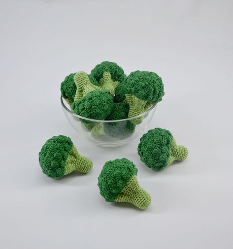 Crochet broccoli cute and safe for your little one! The crochet vegetable is made of 100% cotton yarn and are stuffed with hypo-allergenic toy stuffing. Crochet broccoli is a wonderful addition to your child's toy kitchen or store. He is also great fine motor skill development. Crochet broccoli: Length 7.5 cm (2.95 inches). This toy develops fine motor skills of the child, as well as the tactile sensation. This toy absorbs saliva and it's always fun to play. Crochet Broccoli, Food Play, Fine Motor Skills Development, Crochet Food, Skill Development, Waldorf Toys, Toy Kitchen, Play Food, Fake Food