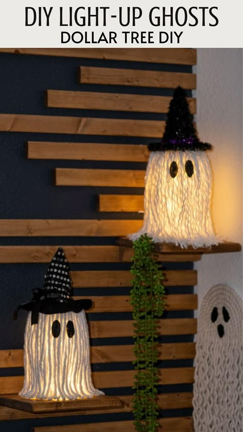 DIY Dollar Tree light-up mop ghosts. Lighted mop ghosts | light-up mop witch ghosts | dollar tree mop ghost #halloween #halloween2022… | Instagram Mop Ghost, Halloween Pillows Diy, Diy Halloween Witch, Dollar Tree Halloween Decor, Navage Patch, Crafty Morning, Halloween Witch Wreath, Ghost Crafts, Halloween Entertaining