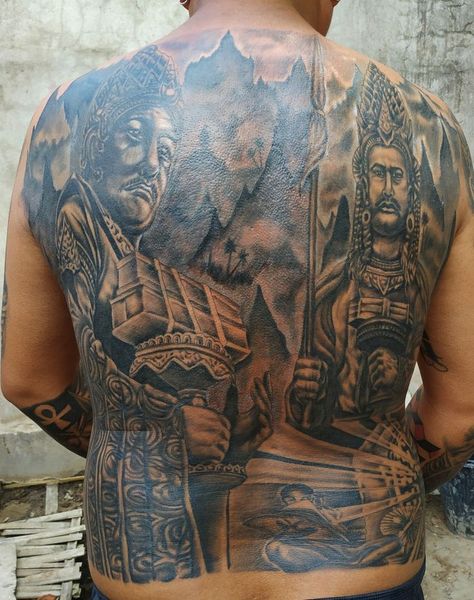 Burma Tattoo Design, Myanmar Tattoo Art, Bagan Myanmar Art, Myanmar Hero, Bagan Myanmar Tattoo, Back Tattoos For Guys Full, Myanmar Traditional Tattoo, Myanmar Tattoo, Tattoo Back Piece