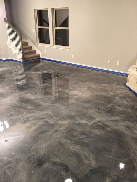 Light Grey Concrete Floors, Interior Stained Concrete Floors, Finished Concrete Floors Home, Polished Concrete Floor Colors, Stained Gray Concrete Floors, Apoxy House Floor Ideas, Stained Concrete Floors Farmhouse, Indoor Concrete Floor Ideas, Concrete Floor Paint Colors