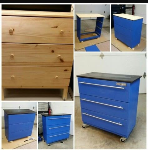 Repurpose Garage, Tool Box Dresser, Armoire Repurpose, Dresser Dresser, Hack Ikea, Dresser Ideas, Cars Room, Dresser Furniture, Toddler Boys Room