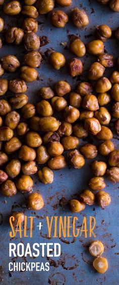 Salt and Vinegar Roasted Chickpeas. An easy healthy snack inspired by everyone's favorite potato chip flavor! Potato Chip Flavors, Easy Healthy Snack, Salt And Vinegar, Chickpea Recipes, Potato Chip, Healthy Snacks Easy, Roasted Chickpeas, Vegan Snacks, Chickpeas