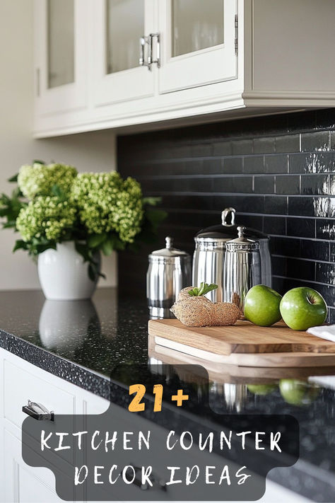 Tired of dull counters? These 21 kitchen counter decor ideas are perfect for adding personality and elegance to your space. Find inspiration for minimalistic looks, cozy touches, and more. Tap to see all the creative setups 🍽️✨. #KitchenStyling #CounterDecor #HomeDecorInspo Kitchen Counter Shelf Decor, Stove Counter Decor, Kitchen Counter Top Decor Ideas Modern, Kitchen Island Farmhouse Decor, Kitchen Counter Lamps Decor, Kitchen Counter Plants, Styling A Kitchen Counter, Kitchen Counter Design Ideas, Simple Kitchen Counter Decor