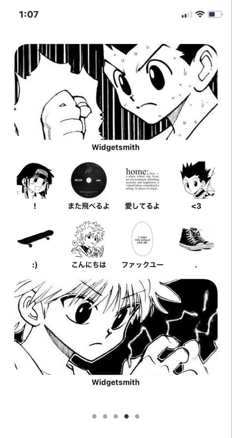 Hxh Phone Layout, Hxh Homescreen Layout, Hxh Phone Case, Manga Homescreen Layout, Manga Phone Layout, Manga Phone Theme, Hxh Homescreen, Ios 16 Home Screen Ideas Anime, Hxh Background