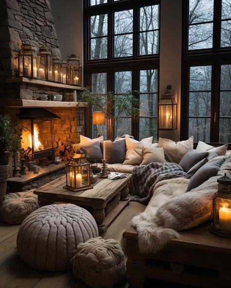 Cosy Small Living Room, Small Cosy Living Room, Fireplace Aesthetic, Vibrant Living Room, Winter Decorating, Cosy Living, Cosy Living Room, Living Room Loft, Colourful Living Room