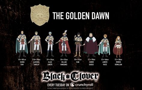 Black Clover Squad, Watch Black Clover, Cartoons Design, Knight Squad, Clover Manga, Anime Items, Golden Dawn, Squad Outfits, Black Clover Manga