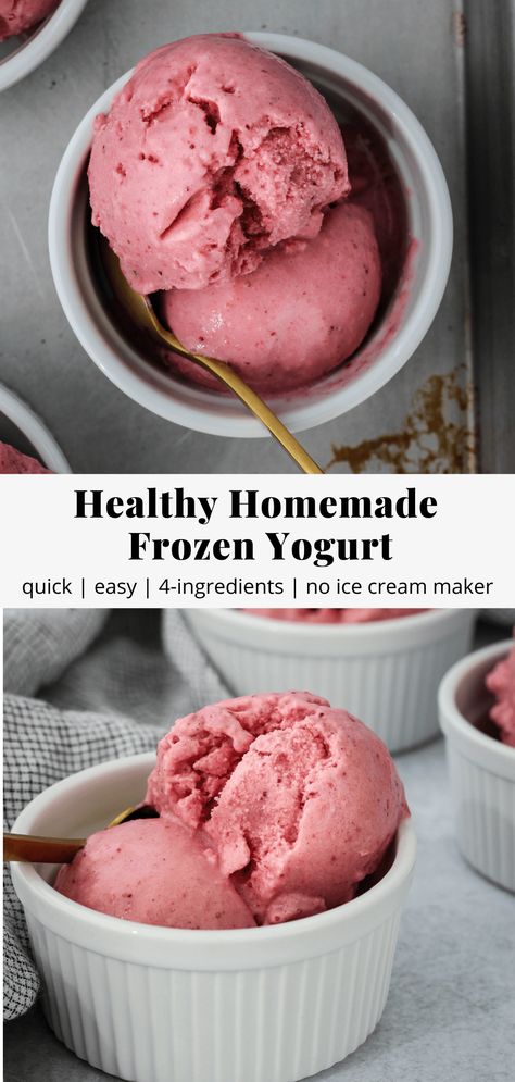 Homemade Frozen Yogurt Recipes, Yogurt Recipes Healthy, Healthy Frozen Yogurt, Homemade Frozen Yogurt, Strawberry Frozen Yogurt, Frozen Greek Yogurt, Frozen Yogurt Recipes, Frozen Yogurt Shop, Yogurt Ice Cream