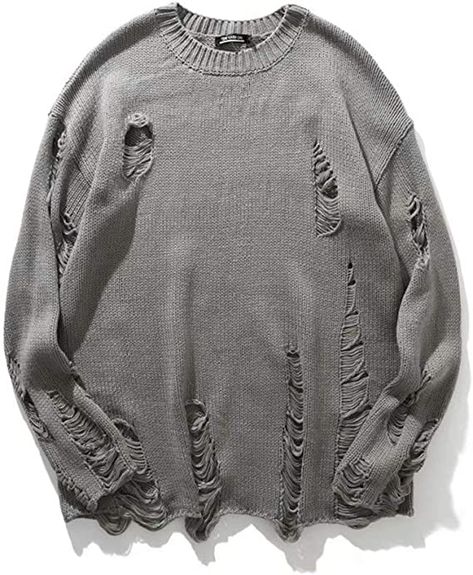 Ripped Sweater, Crew Neck Sweater Men, Fall Pullover, Distressed Top, Oversize Pullover, Sweaters For Men, Classic Sweater, Long Sleeve Knit Sweaters, Crew Neck Jumper