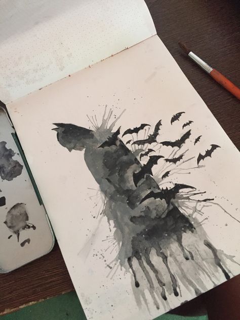 Batman Art Drawing Pencil, Batman Abstract Art, Batman Watercolor Painting, Batman Painting Easy, Batman Sleeve Tattoo, Batman Watercolor, Batman Crafts, Batman Art Drawing, Batman Sketch