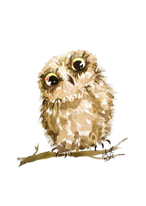 I Paint Tiny, Cute Owls On A Daily Basis And Can't Stop (17 Illos) Owl Watercolor, Watercolor Paintings For Beginners, Watercolor Paintings Easy, Owl Painting, Watercolor Art Lessons, Creature Feature, Arte Animal, Watercolor Bird, Painting Art Projects