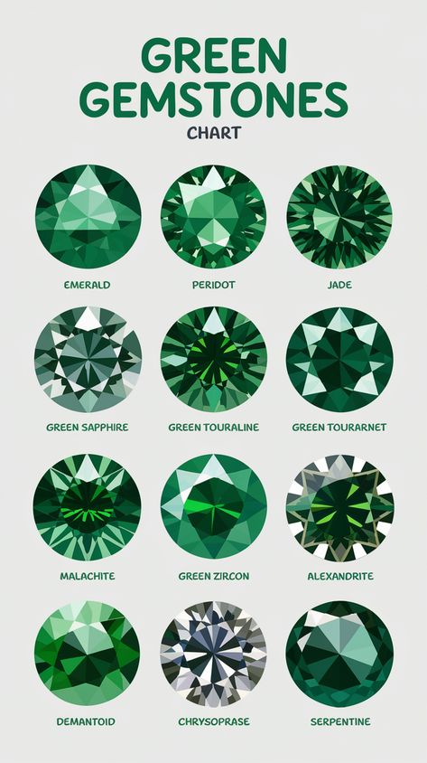 Discover the timeless beauty of green gemstones with this professional list from the green gemstones chart, featuring quality and symbolism details. Gemstones Chart, Chrome Tourmaline, Gold Prospecting, Natural Philosophy, Demantoid Garnet, How To Draw Anime Hair, Draw Anime, Pink Interior, Green Diamond