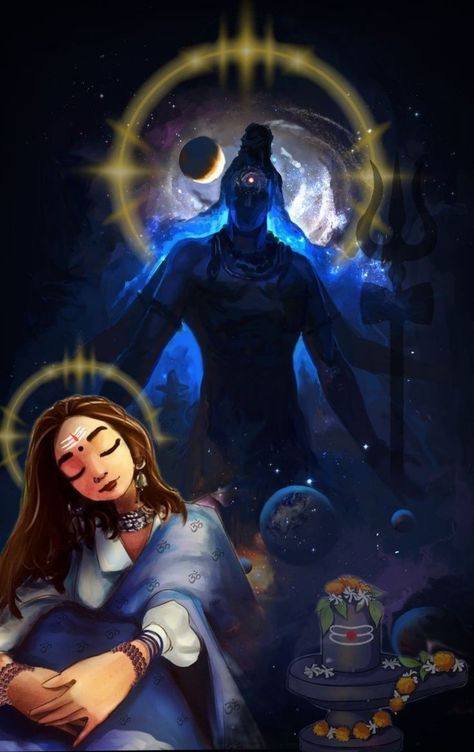 Dark Background, Shiva, Blue