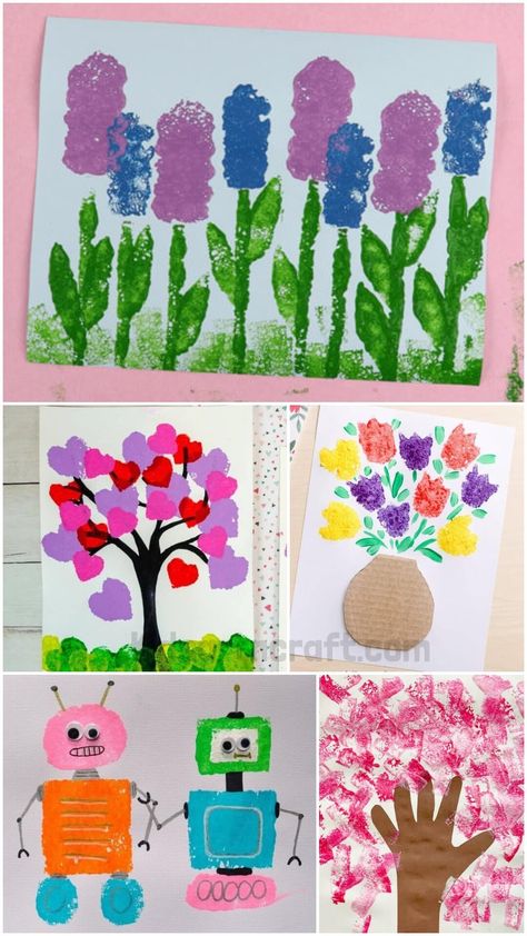 Summer Painting with Sponge Stamps Sponge Stamps, Painting Crafts For Kids, Different Painting Techniques, Welcome To Summer, Sponge Paint, Easy Flower Painting, Types Of Play, Sponge Painting, Aba Therapy