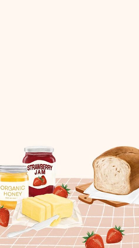 Breakfast toast aesthetic iPhone wallpaper, food illustration | free image by rawpixel.com / Aew Cheesecake Wallpaper Aesthetic, Breakfast Art Illustration, Iphone Wallpaper Food, Bakery Wallpaper, Food Wallpaper Aesthetic, Breakfast Wallpaper, Wallpaper Jam, Toast Aesthetic, Breakfast Illustration