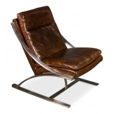 Mc Queen Chair Queen Chair, Modern Accent Chairs, Brown Leather Chairs, Stainless Steel Chair, Brown Chair, Mc Queen, Contemporary Chairs, Leather Lounge Chair, Industrial Modern