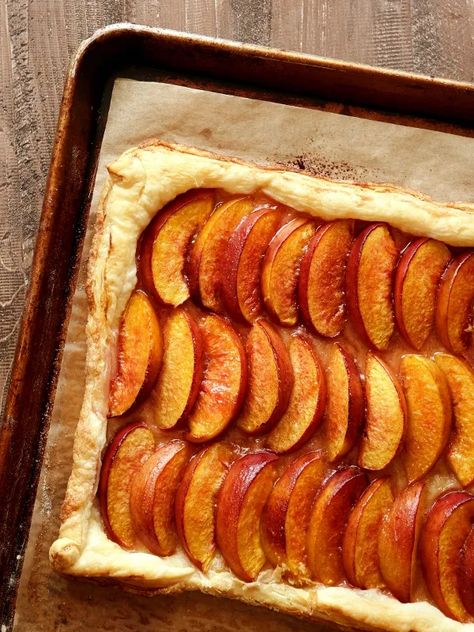 Easy Summer Fruit Puff Pastry Tart - Completely Delicious Fruit Puff Pastry, Peach Puff Pastry, Nectarine Recipes, Completely Delicious, Peach Tart, Fruit Tart Recipe, Puff Pastry Desserts, Puff Pastry Tart, Pastry Tart