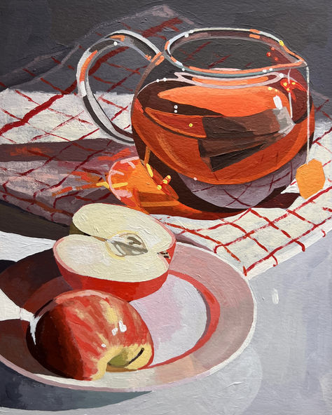 Gone But Not Forgotten, Gouache Art, Food Painting, Fruit Painting, Daily Painting, Acrylic On Paper, Art Inspiration Painting, Painting Art Projects, Hot Pot