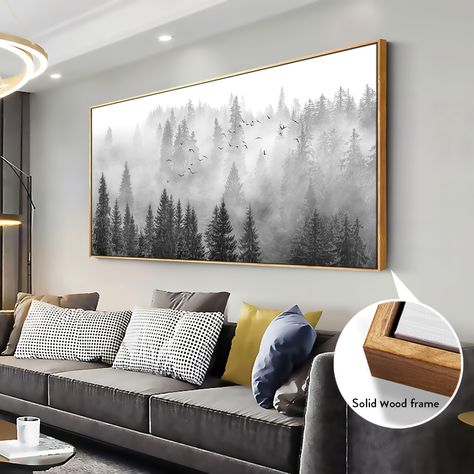 Faster shipping. Better service Forest Black And White, Canvas For Bedroom, Hang Wall Art, Landscape Mountain, Wall Art Nature, Foggy Forest, Office Home Decor, Bedroom Canvas, Black And White Wall