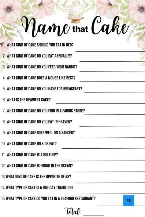 Name that Cake is a great game to play at your next party or bridal shower! 🍰 Cake Bridal Shower, Cake Bridal, Game To Play, Party Names, Game Party, Did You Eat, Bridal Shower Game, Bridal Shower Party, Party Game