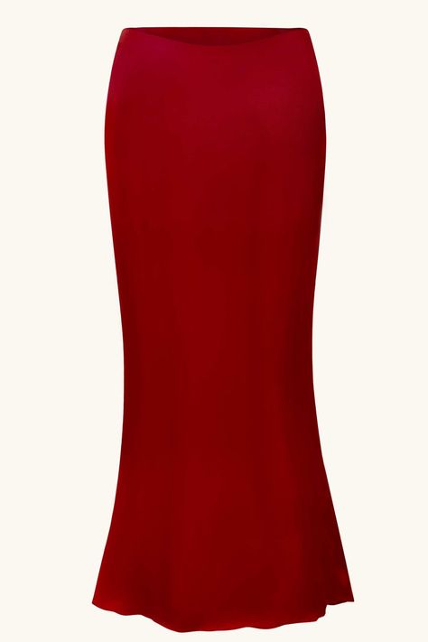 Skirt Png, Red Long Skirt, Corset Shop, Low Rise Skirt, Red Mermaid, Silk Maxi Skirt, Boned Corsets, Red Maxi, Low Neckline