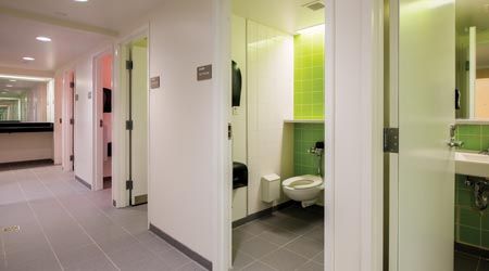 Single-Occupancy, Gender-Neutral Restrooms Gaining Momentum - Facilities Management Plumbing & Restrooms Feature Restroom Aesthetic, Gender Neutral Restroom, Neutral Restroom, Gender Neutral Toilets, Neutral Bathrooms Designs, Gender Neutral Bathrooms, Gender Neutral Bathroom, All Gender Restroom, Restroom Remodel