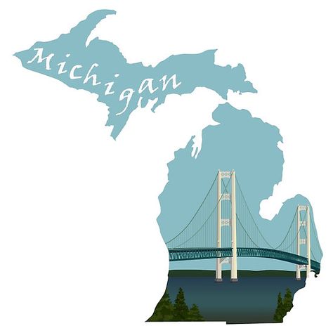 Michigan: Mackinac Bridge Usa Flag Art, Michigan Outline, Up Michigan, Bridge Tattoo, Michigan Flag, Michigan Sticker, Michigan Art, American Flag Decor, Bridge Painting