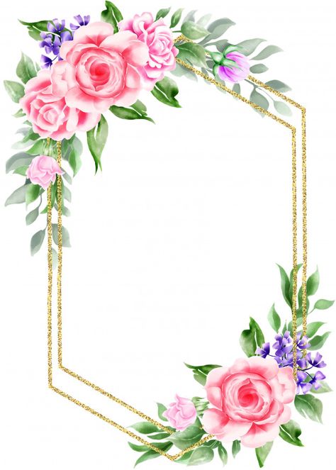 Marco vintage floral acuarela con borde ... | Free Vector #Freepik #freevector #freebanner #freeflor #freemarco #freeboda Marco Floral, Flower Border Clipart, Free Printable Wedding Invitations, Paper Petals, Marco Vintage, Wreath Illustration, Floral Invitations Template, Floral Wreath Watercolor, Free Wedding Printables