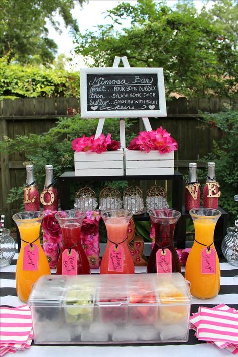 Wedding Shower Brunch Decorations, Wedding Shower Brunch, Wedding Drink Bar, Brunch Decor, Donut Bar, Drink Bar, Bridal Shower Food, Mimosa Bar, Birthday Brunch