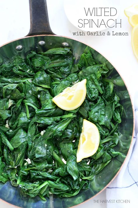 Spinach Side Dish, Steamed Spinach, Spinach Wraps, Harvest Kitchen, Garlic Spinach, Wilted Spinach, Spinach Recipes, Vegetable Sides, Veggie Sides