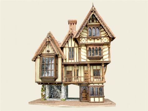 Tudor Townhouse, Vintage Floor Plans, Miniature Dollhouses, Dollhouse Design, Howl's Moving Castle, Toys Toys, Miniature Houses, Howls Moving Castle, Fantasy Art Landscapes