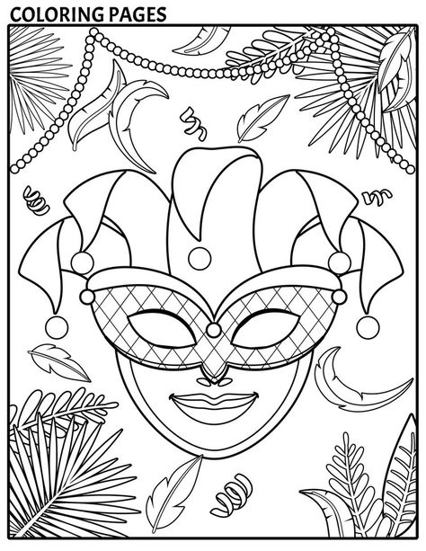 Mardi Gras Color Sheets, Mardi Gras Coloring Pages Free Printable, Mardi Gras Printables Free, Mardi Gras Kids Crafts, Mardi Gras Art Projects For Kids, Mardi Gras For Kids, Mardi Gras Mask Craft, Mardi Gras Crafts For Kids, Mardi Gras Coloring Pages