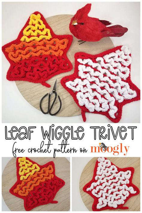 Crochet Trivet Pattern, Stash Buster Crochet, Hot Pad Pattern, Wiggly Crochet, Crochet Trivet, Autumn Crochet, Kitchen Crochet, Crochet Hot Pads, Red Heart Patterns