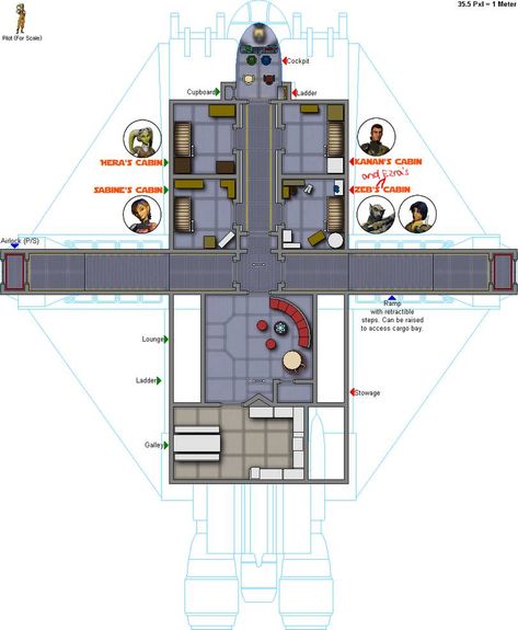 The Ghost - Deck 2 SL by ColonialChrome The Ghost Star Wars, Ship Layout, Deck Plan, Star Wars Spaceships, Star Wars Vehicles, Ghost Ship, Star Wars Rpg, Dungeon Maps, Spaceship Design