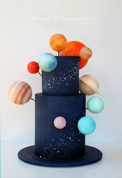 New Years Eve wedding cake Solar System Cake, Planet Cake, Galaxy Party, Sweet Disposition, Galaxy Cake, Space Birthday Party, Space Birthday, Space Party, Cake Decorating Supplies