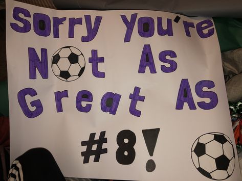 Senior Night Poster #soccer Posters For Soccer Games Boyfriend, Sports Poster Ideas High School, Soccer Posters For Friends Diy, Senior Posters For Soccer, Posters For Soccer Games Friends, Volleyball Senior Night Ideas Posters, Soccer Poster Board Ideas, Sport Support Poster Ideas, Game Poster Ideas Sports