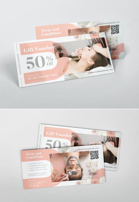 Spa Gift Voucher, Spa Vouchers, Voucher Card, Gift Voucher Design, Voucher Design, Photoshop Software, Ticket Design, Creative Card, Coupon Design