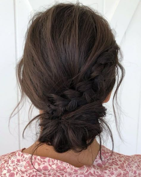 Low Bun Braid, Low Bun Wedding Hair, Easy Updos For Medium Hair, Wedding Hairstyles And Makeup, Messy Hair Updo, Low Updo, Loose Updo, Prom 2023, Up Dos For Medium Hair