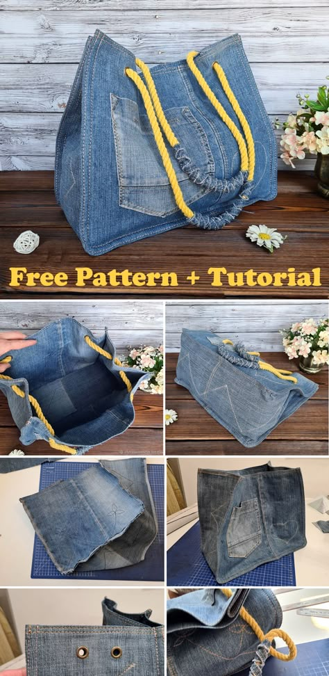 Diy Denim Bag, Denim Bags From Jeans, Diy Jean Bag, Återvinna Jeans, Diy Bags Jeans, Tas Denim, Recycled Denim Bags, Jean Bag, Recycled Jeans Bag