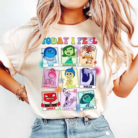 Teaching Shirts Ideas, School Shirt With Character Print, Trending Designs, Student Teaching Outfits Elementary, Inside Out Tshirt Ideas, Teacher Shirts Designs, Inside Out Shirt, Playful Character Print T-shirt For School, Inside Out Shirts Disney