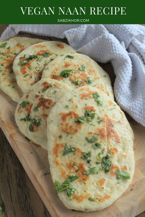 Vegan Naan, Coconut Milk Yogurt, Almond Milk Yogurt, Parsley Leaves, Naan Recipe, Vegan Yogurt, Curry Dishes, Flat Bread, Naan Bread