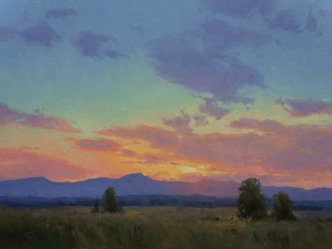 Color Pencil Landscape, Acrylic Paint Techniques, Prineville Oregon, Pencil Landscape, Gouache Landscape, Basic Watercolor, Pastel Home, Thick Paint, Sky Art Painting