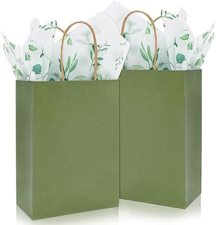 Amazon.com: Whaline 16Pcs Sage Green Kraft Paper Bag with 20Pcs Eucalyptus Tissue Paper Greenery Wrapping Paper Party Gift Bag with Handles Bulk Goody Candy Treat Bag for Baby Shower Birthday Wedding Party Decor : Health & Household Paper Greenery, Small Paper Bags, Wedding Party Decor, Party Gift Bags, Green Gifts, Gift Hampers, Treat Bags, Paper Bags, Baby Outfits