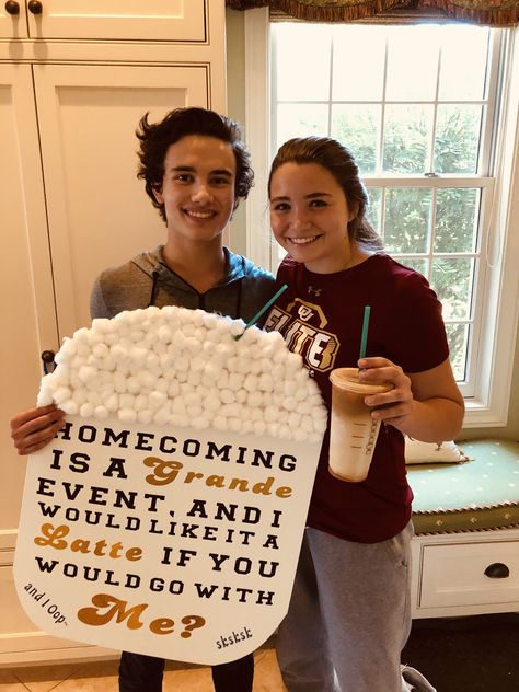 Starbucks Themed Hoco Proposal, Starbucks Dance Proposal, Starbucks Promposal, Sadie’s Proposals Football, Sadie’s Dance Proposal, Cute Hoco Proposals, Starbucks Latte, Cute Homecoming Proposals, Dance Proposal